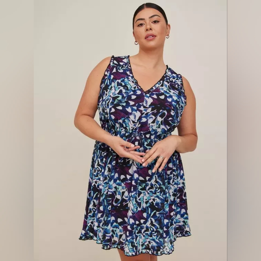 Torrid Mini Chiffon Ruffle Dress Plus Size 3x